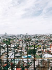 High angle shot of townscape against sky