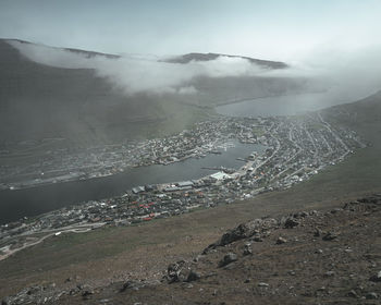 High angle view of townscape against sky