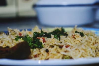 Close-up of meal served in plate