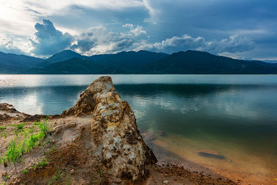 Scenic view of lake against sky