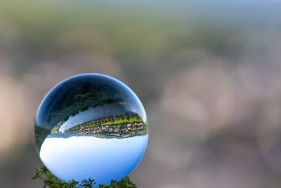 Close-up of crystal ball against blurred background