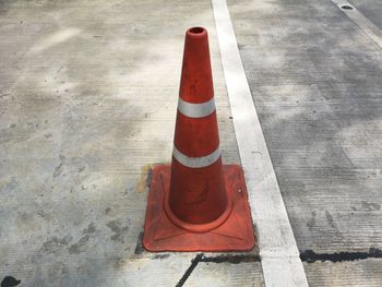 High angle view of zebra crossing on road