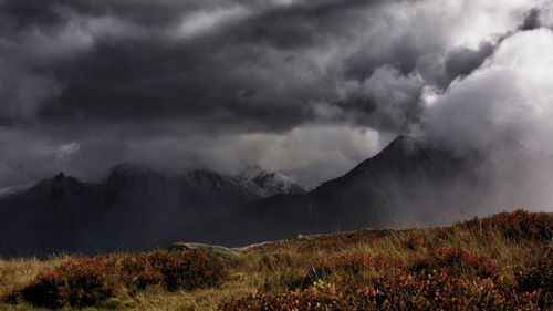 Scenic view of mountains against sky