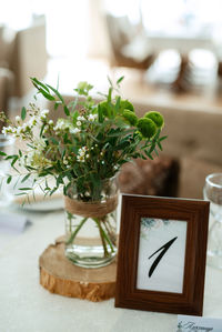 Close-up of christmas decorations on table