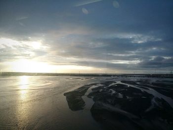 Scenic view of sea against sky at sunset