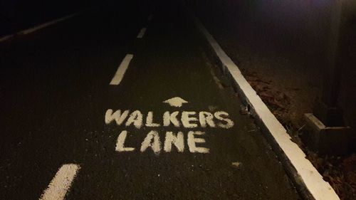 Road sign at night