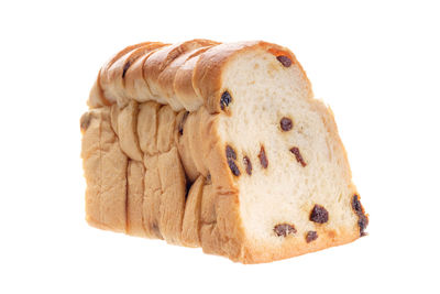 Close-up of cookies against white background