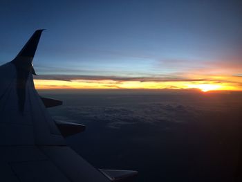 Aerial view of landscape at sunset