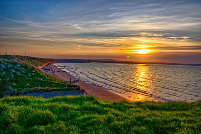 Scenic view of sea against sky during sunset