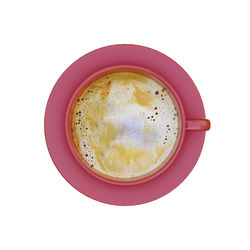 Directly above shot of coffee cup against white background