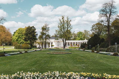 Trees in garden against sky in park