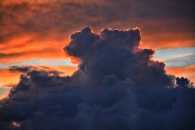 Low angle view of cloudy sky during sunset