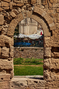 Low angle view of historic building