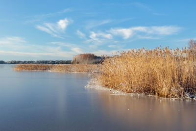 Scenic view of a frozen lake against sky