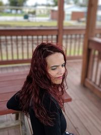 Woman sitting on bench