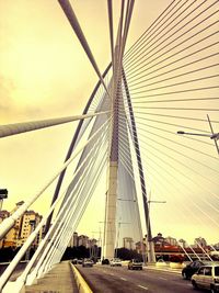 Low angle view of suspension bridge