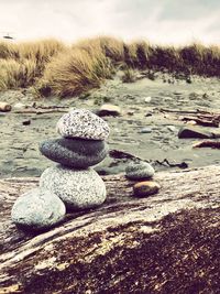 Stack of stones on beach