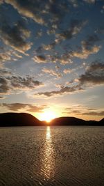 Scenic view of sunset over sea