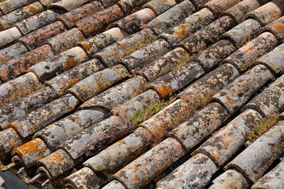 Close-up of stack of roof tiles