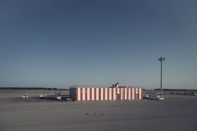 Runway against clear sky at barcelonael prat airport