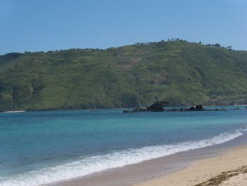 Scenic view of sea against clear sky