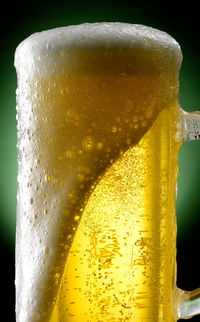 Close-up of beer glass