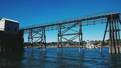 Low angle view of bridge over calm sea