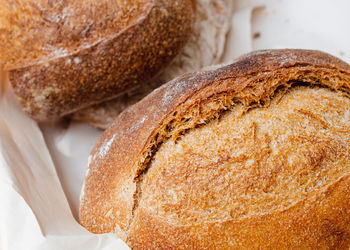 High angle view of bread on table