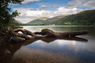Scenic view of lake against sky