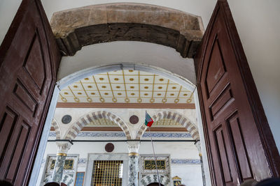 Low angle view of entrance of historic building