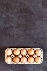 High angle view of eggs on table