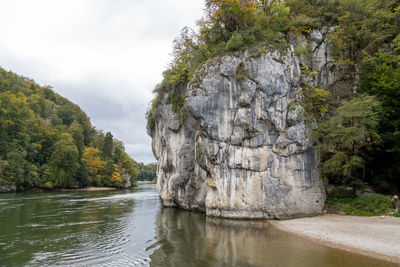 Nature reserve at danube river breakthrough nearby kelheim with limestone rock formations