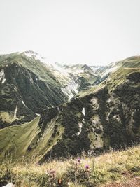 Scenic view of mountains against clear sky