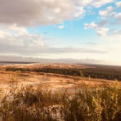 Scenic view of land against sky