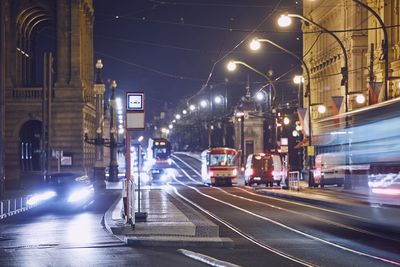 View of city street at night