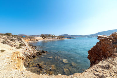 Panoramic view of sea against clear sky