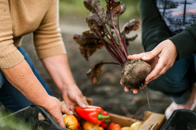 Midsection of man preparing food