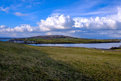 Scenic view of land against sky