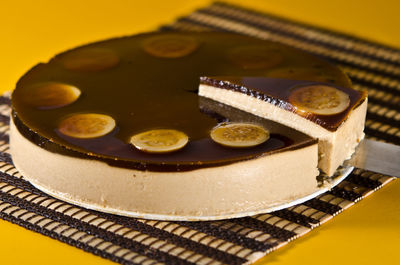 Close-up of cake on table