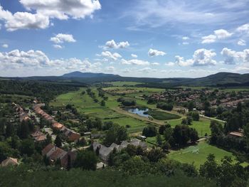 High angle view of countryside landscape