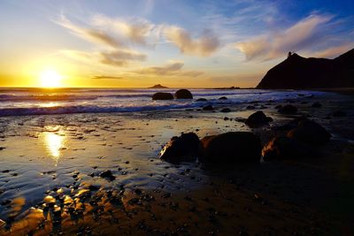 Scenic view of sea against sky during sunset