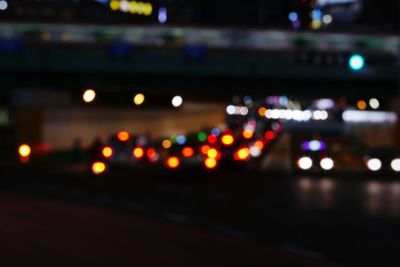 Defocused lights in city at night