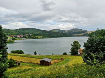 Scenic view of lake against sky