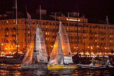 View of illuminated building at night