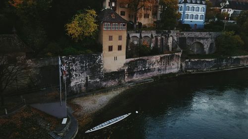 View of river with buildings in background