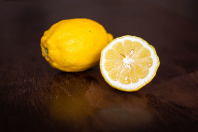 Close-up of oranges on table