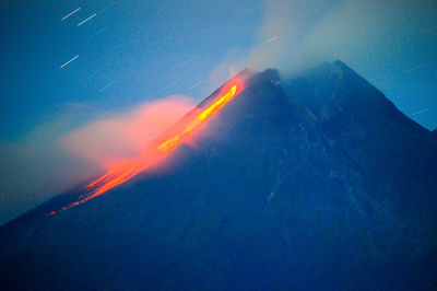 Aerial view of volcanic mountain