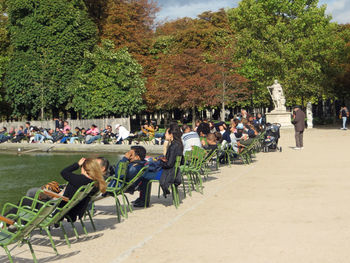 People relaxing on table