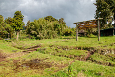 Naro moru meteorological station camp on a hiking trail to the peak of mount kenya