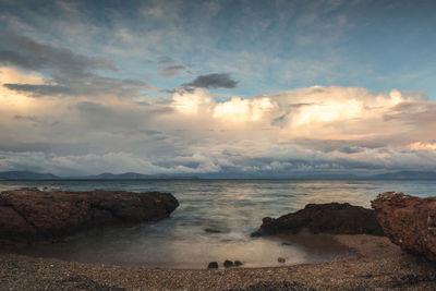 Scenic view of sea against sky during sunset